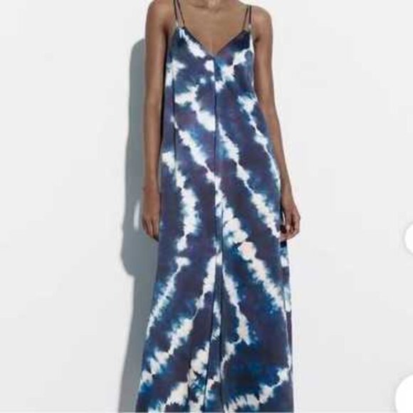 Zara Blue Tie Dye Maxi Dress - Picture 2 of 3
